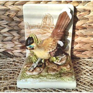Otagiri Roadrunner Desert Scene Bookend 1979 Japan, SINGLE BOOKEND, EUC